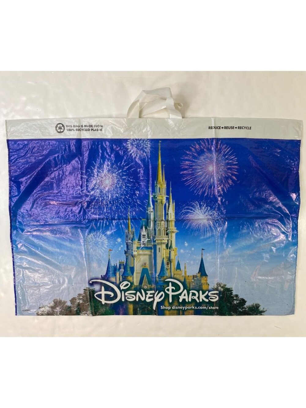 Disney Parks Recycled Plastic Reusable Handled Shopping Bag Fireworks Display